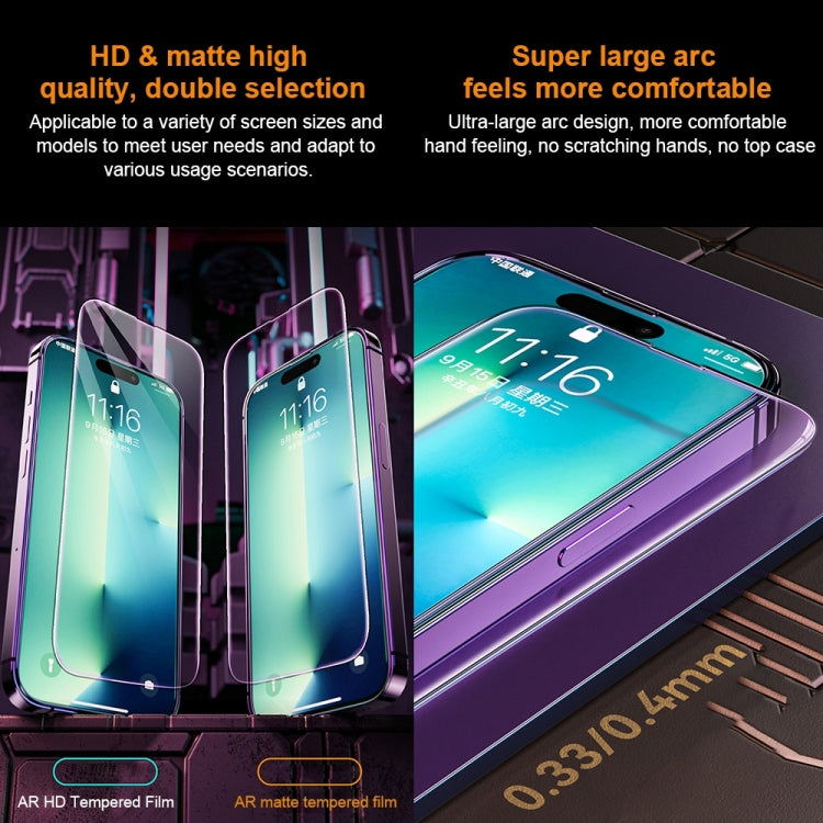 For iPhone 14 Pro WK WTP-070 King Kong Vacha 9D Curved AR Frosted Tempered Glass Film(Black) - iPhone 14 Pro Tempered Glass by WK | Online Shopping South Africa | PMC TechLife | Buy Now Pay Later Mobicred
