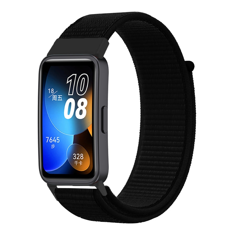 For Huawei Band 8 16mm Woven Nylon Loop Watch Band(Dark Black) - Watch Bands by PMC TechLife | Online Shopping South Africa | PMC TechLife