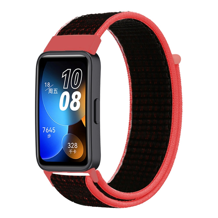 For Huawei Band 8 16mm Woven Nylon Loop Watch Band(Red Black) - Watch Bands by PMC TechLife | Online Shopping South Africa | PMC TechLife