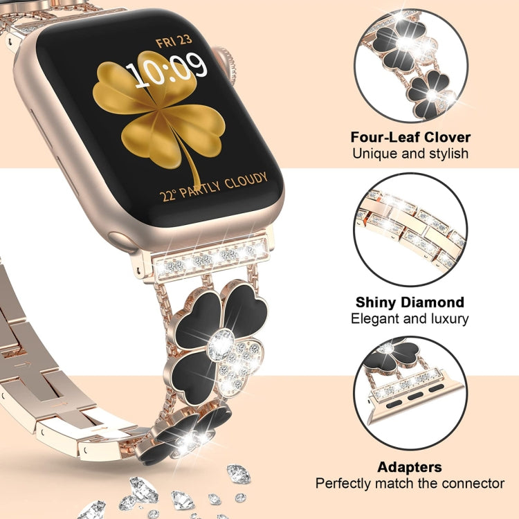 For Apple Watch SE 40mm Petal Metal Diamond Watch Band(Rose Gold+Black) -  by PMC TechLife | Online Shopping South Africa | PMC TechLife
