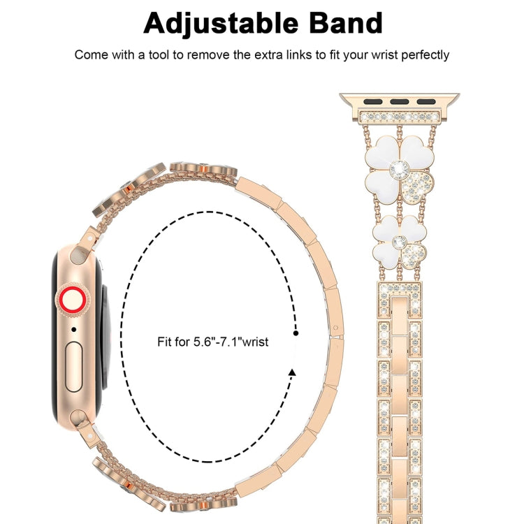 For Apple Watch 4 40mm Petal Metal Diamond Watch Band(Rose Gold+White) -  by PMC TechLife | Online Shopping South Africa | PMC TechLife