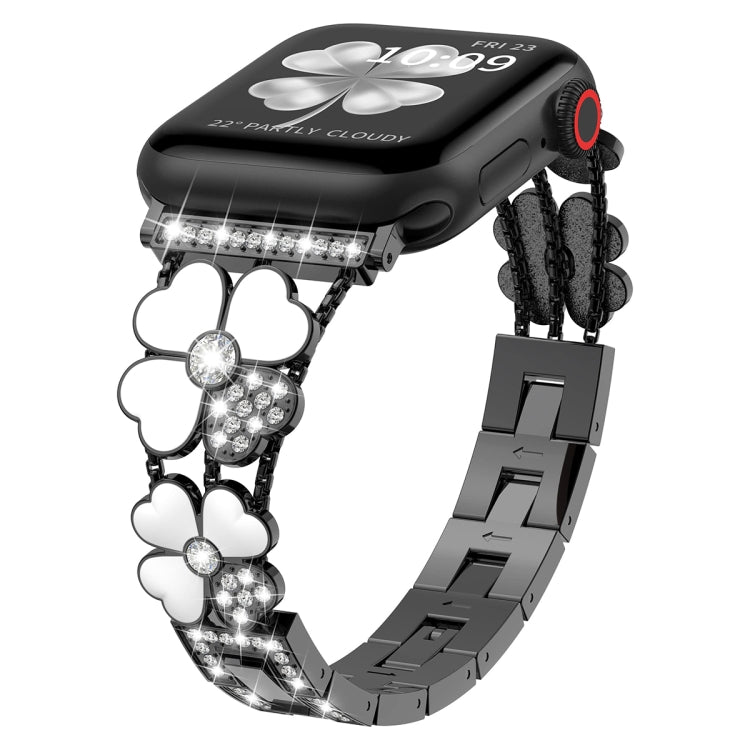 For Apple Watch 2 42 mm Petal Metal Diamond Watch Band(Black+White) -  by PMC TechLife | Online Shopping South Africa | PMC TechLife