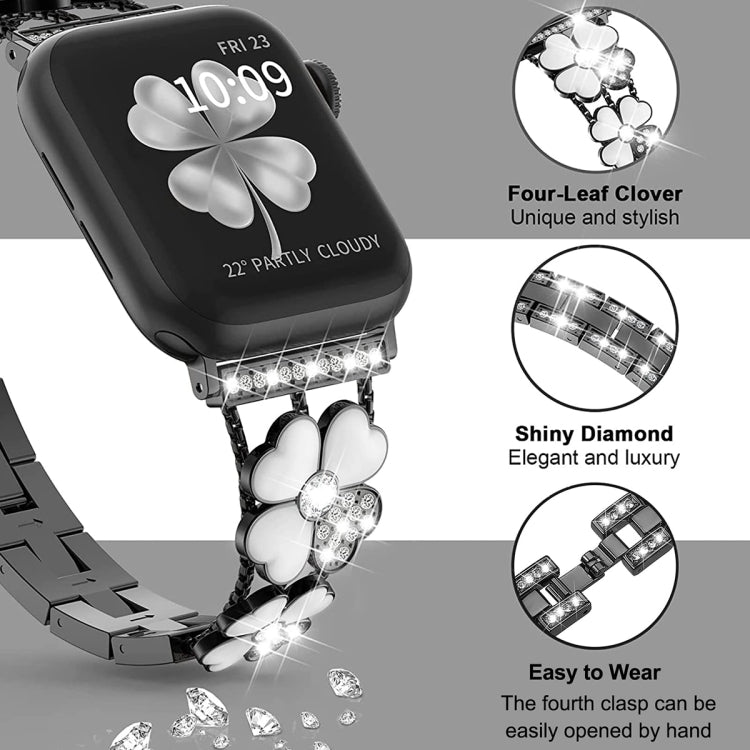 For Apple Watch 2 42 mm Petal Metal Diamond Watch Band(Black+White) -  by PMC TechLife | Online Shopping South Africa | PMC TechLife