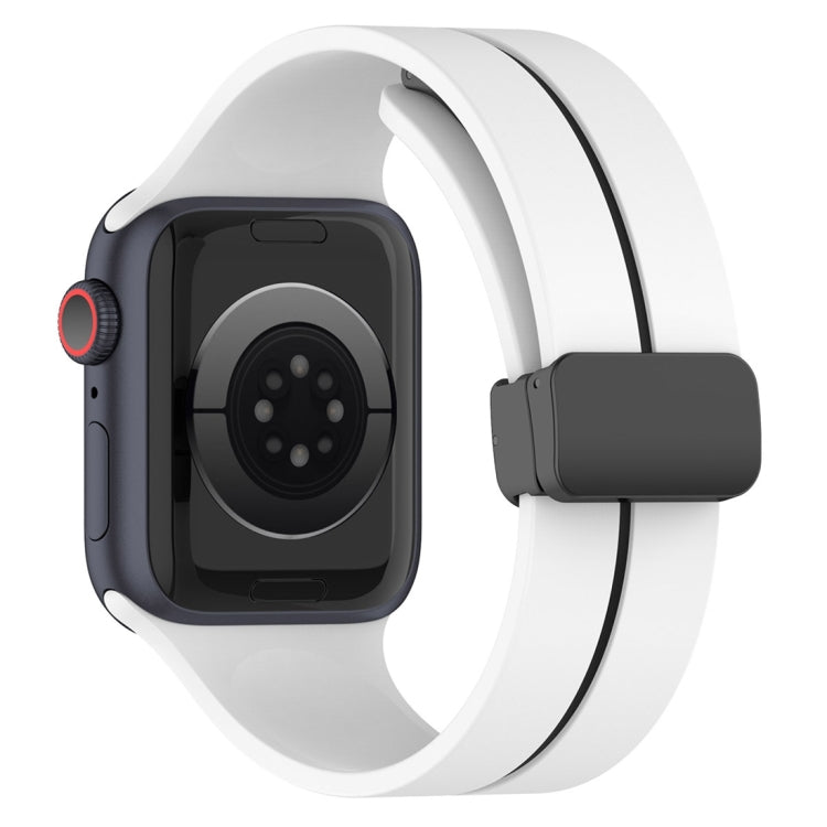 Two Color Folding Buckle Silicone Watch Band For Apple Watch Ultra 49mm(White+Black) -  by PMC TechLife | Online Shopping South Africa | PMC TechLife