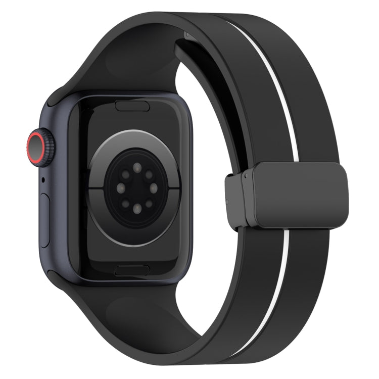 Two Color Folding Buckle Silicone Watch Band For Apple Watch Ultra 49mm(Black+White) - Watch Bands by PMC TechLife | Online Shopping South Africa | PMC TechLife