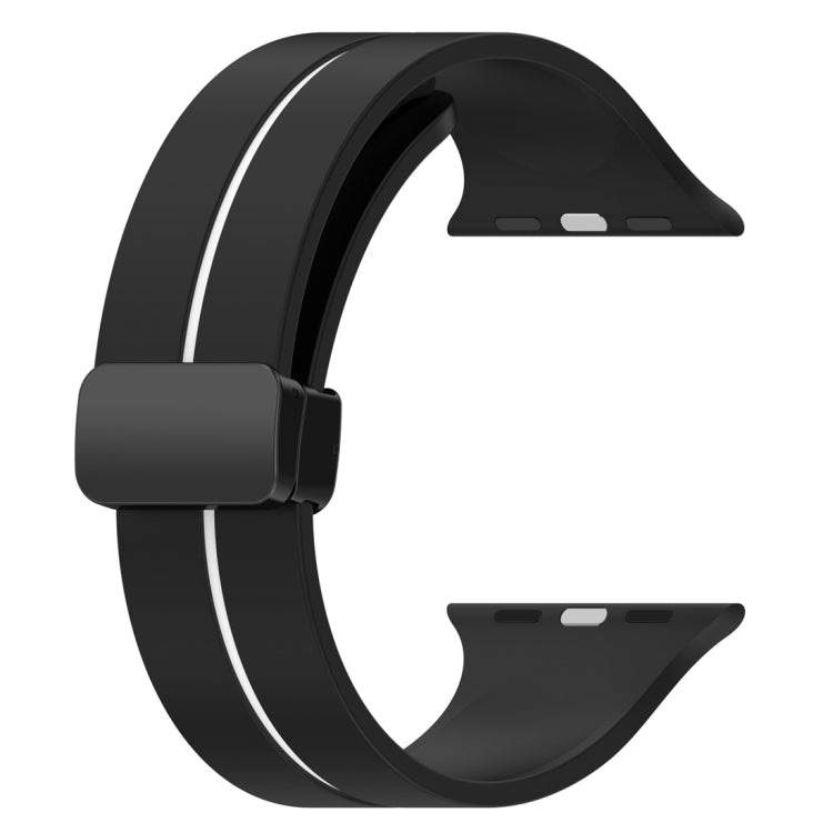 Two Color Folding Buckle Silicone Watch Band For Apple Watch Ultra 49mm(Black+White) - Watch Bands by PMC TechLife | Online Shopping South Africa | PMC TechLife