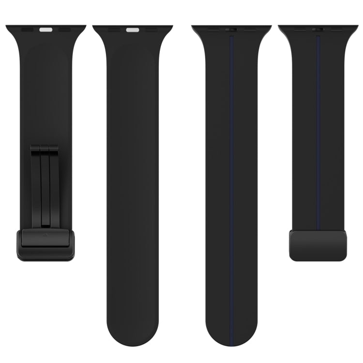 Two Color Folding Buckle Silicone Watch Band For Apple Watch Ultra 49mm(Black+Blue) -  by PMC TechLife | Online Shopping South Africa | PMC TechLife