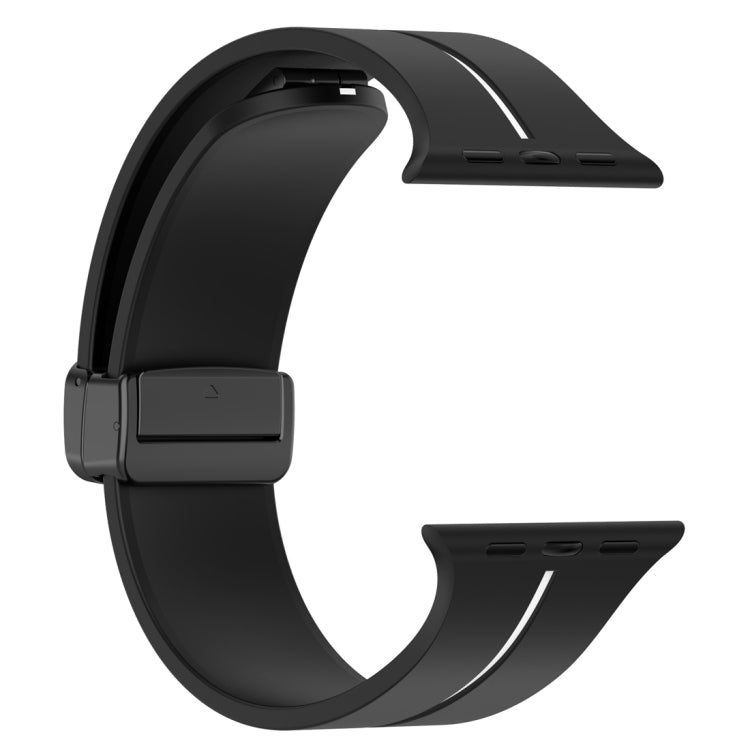 Two Color Folding Buckle Silicone Watch Band For Apple Watch 8 41mm(Black+White) -  by PMC TechLife | Online Shopping South Africa | PMC TechLife