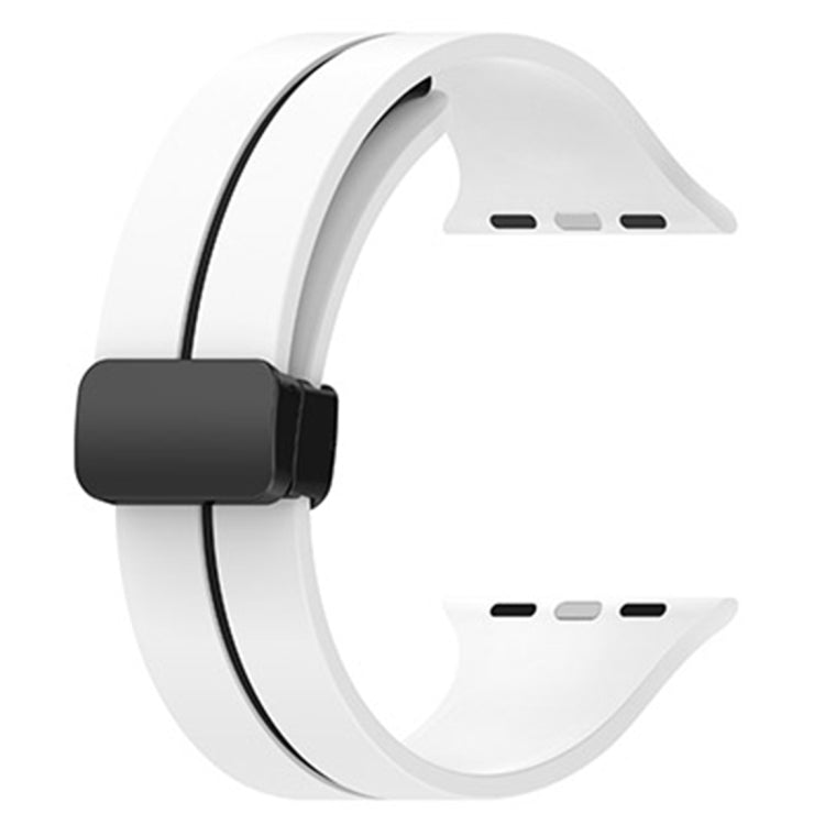 Two Color Folding Buckle Silicone Watch Band For Apple Watch 7 41mm(White+Black) -  by PMC TechLife | Online Shopping South Africa | PMC TechLife