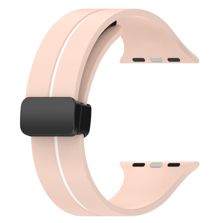 Two Color Folding Buckle Silicone Watch Band For Apple Watch 7 41mm(Pink+White) -  by PMC TechLife | Online Shopping South Africa | PMC TechLife