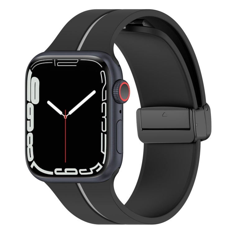 Two Color Folding Buckle Silicone Watch Band For Apple Watch 7 41mm(Black+Grey) -  by PMC TechLife | Online Shopping South Africa | PMC TechLife