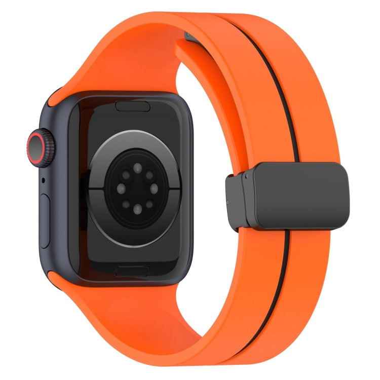 Two Color Folding Buckle Silicone Watch Band For Apple Watch SE 2022 40mm(Orange+Black) - Watch Bands by PMC TechLife | Online Shopping South Africa | PMC TechLife