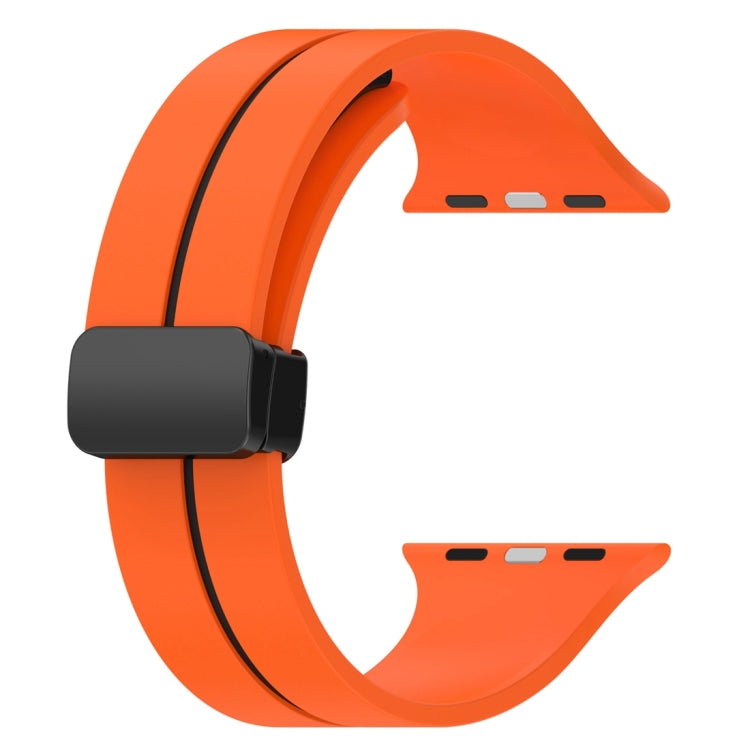 Two Color Folding Buckle Silicone Watch Band For Apple Watch SE 2022 40mm(Orange+Black) - Watch Bands by PMC TechLife | Online Shopping South Africa | PMC TechLife