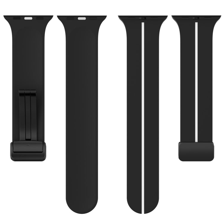 Two Color Folding Buckle Silicone Watch Band For Apple Watch SE 2022 44mm(Black+White) - Watch Bands by PMC TechLife | Online Shopping South Africa | PMC TechLife