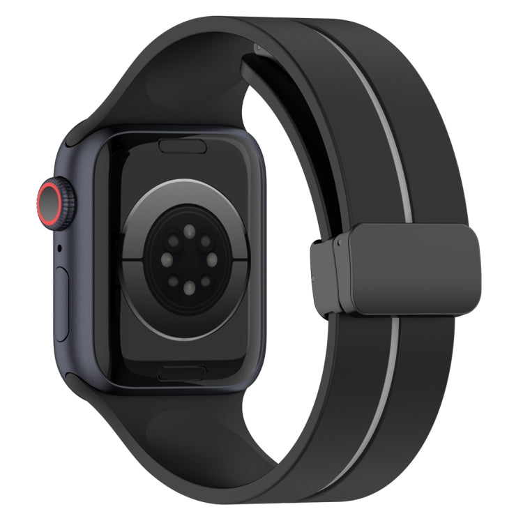 Two Color Folding Buckle Silicone Watch Band For Apple Watch SE 2022 44mm(Black+Grey) -  by PMC TechLife | Online Shopping South Africa | PMC TechLife