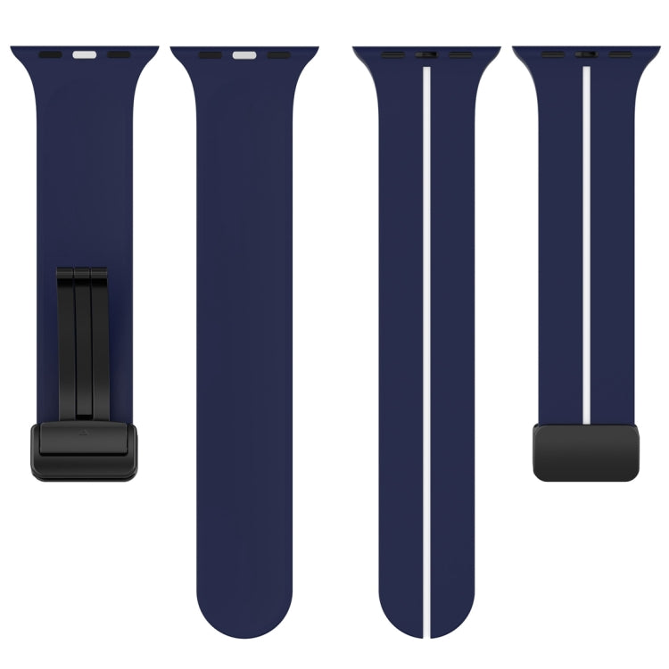 Two Color Folding Buckle Silicone Watch Band For Apple Watch SE 40mm(Midnight Blue+White) -  by PMC TechLife | Online Shopping South Africa | PMC TechLife