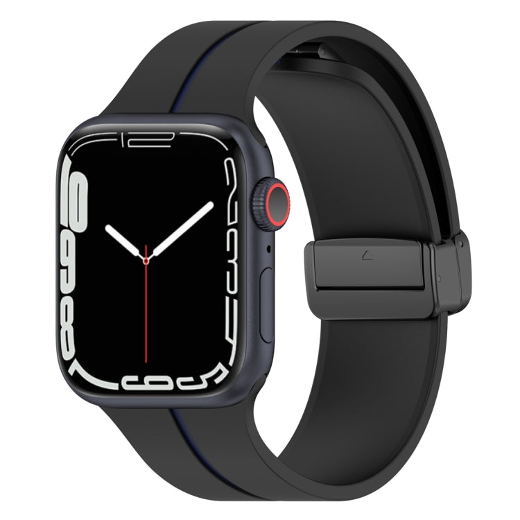 Two Color Folding Buckle Silicone Watch Band For Apple Watch 6 40mm(Black+Blue) -  by PMC TechLife | Online Shopping South Africa | PMC TechLife