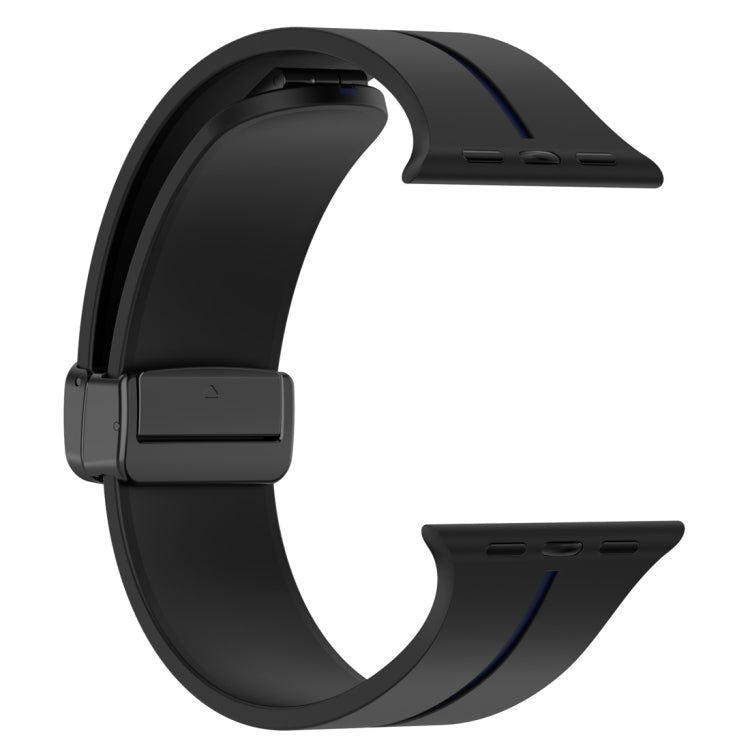 Two Color Folding Buckle Silicone Watch Band For Apple Watch 6 40mm(Black+Blue) -  by PMC TechLife | Online Shopping South Africa | PMC TechLife