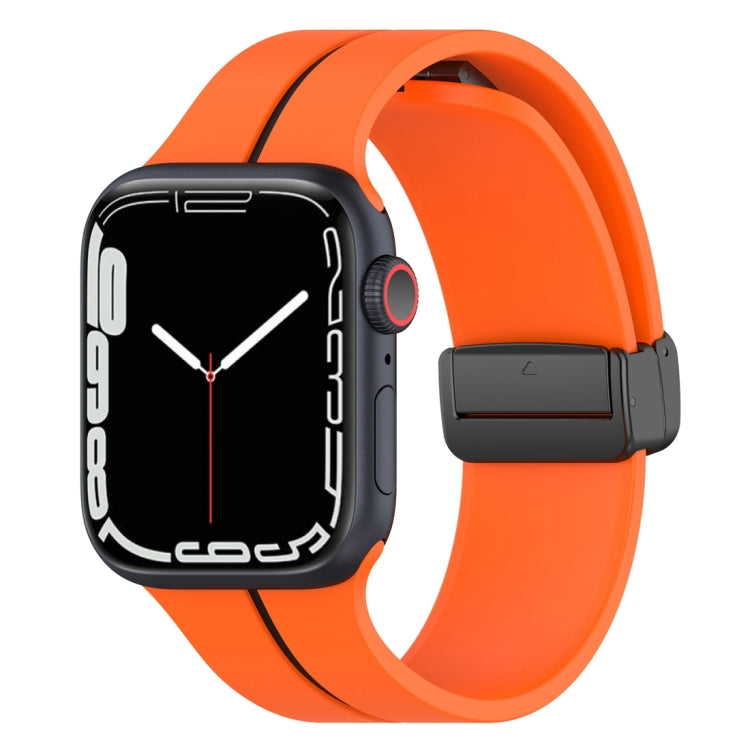 Two Color Folding Buckle Silicone Watch Band For Apple Watch 6 44mm(Orange+Black) - Watch Bands by PMC TechLife | Online Shopping South Africa | PMC TechLife