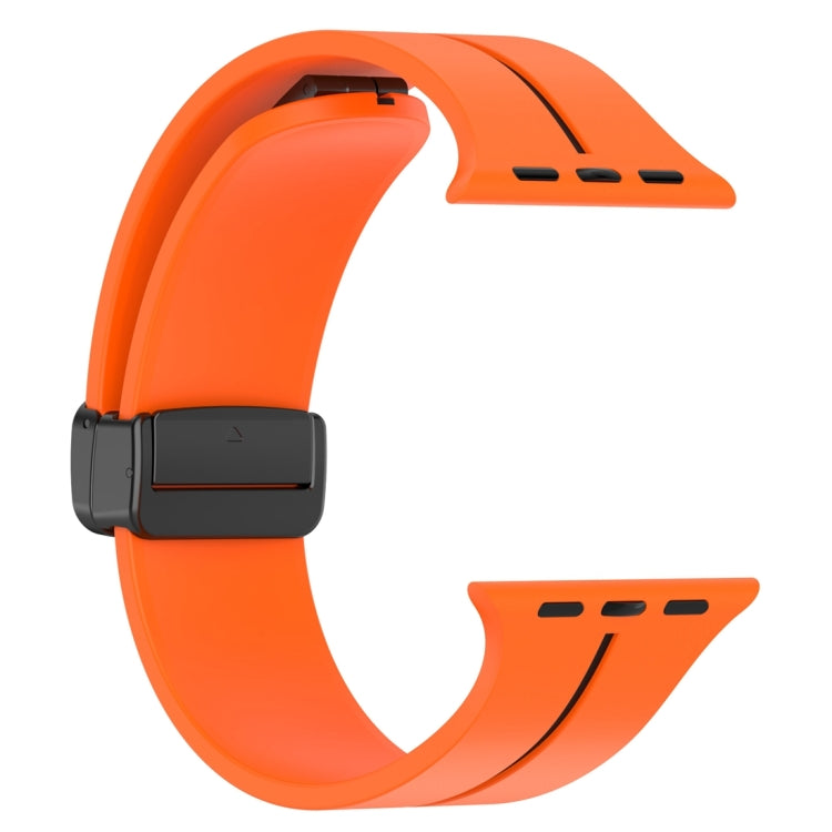 Two Color Folding Buckle Silicone Watch Band For Apple Watch 6 44mm(Orange+Black) - Watch Bands by PMC TechLife | Online Shopping South Africa | PMC TechLife