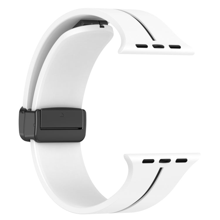 Two Color Folding Buckle Silicone Watch Band For Apple Watch 5 40mm(White+Black) -  by PMC TechLife | Online Shopping South Africa | PMC TechLife