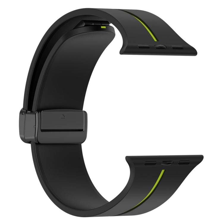 Two Color Folding Buckle Silicone Watch Band For Apple Watch 5 40mm(Black+Lime) - Watch Bands by PMC TechLife | Online Shopping South Africa | PMC TechLife