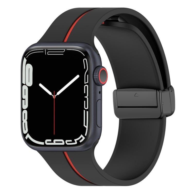 Two Color Folding Buckle Silicone Watch Band For Apple Watch 5 44mm(Black+Red) -  by PMC TechLife | Online Shopping South Africa | PMC TechLife