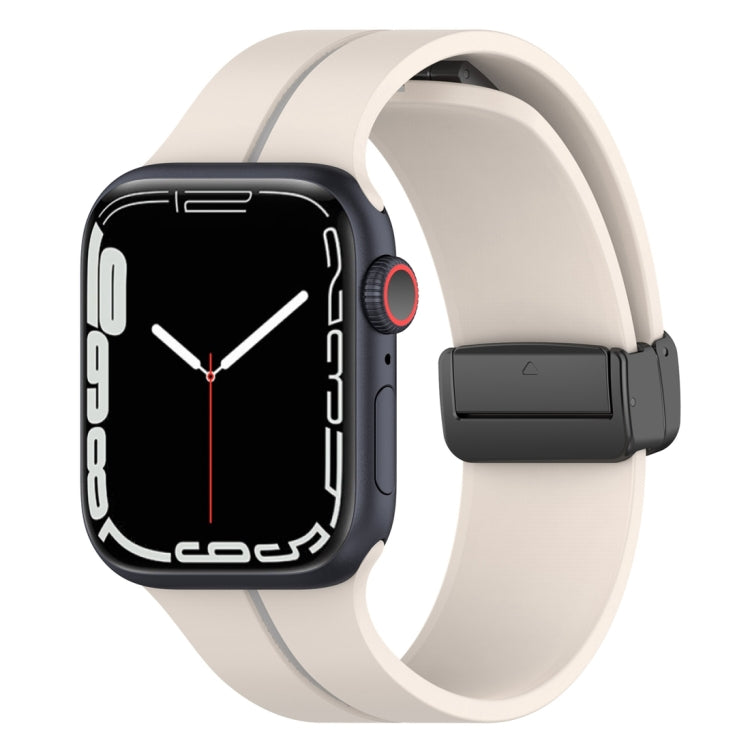 Two Color Folding Buckle Silicone Watch Band For Apple Watch 4 44mm(Starlight+Grey) -  by PMC TechLife | Online Shopping South Africa | PMC TechLife