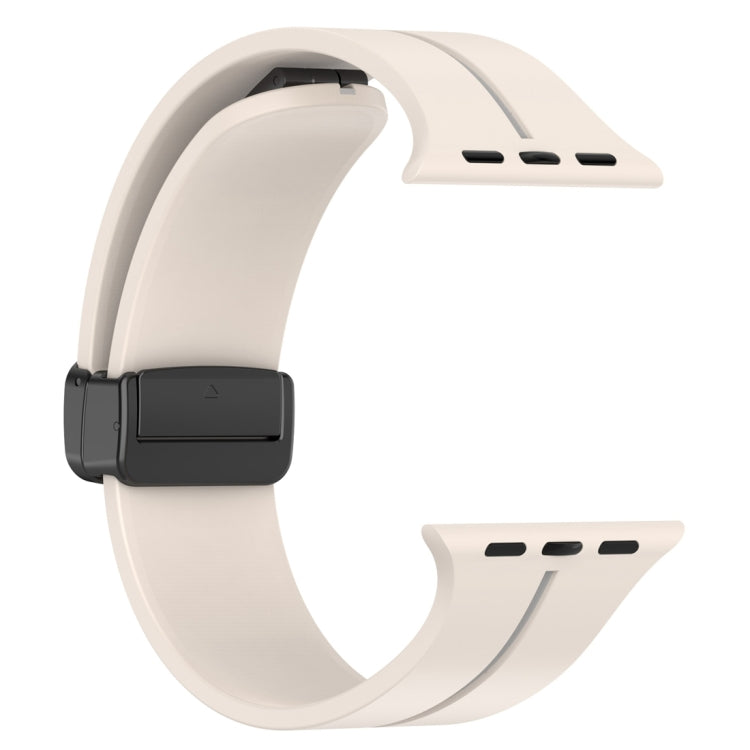 Two Color Folding Buckle Silicone Watch Band For Apple Watch 4 44mm(Starlight+Grey) -  by PMC TechLife | Online Shopping South Africa | PMC TechLife