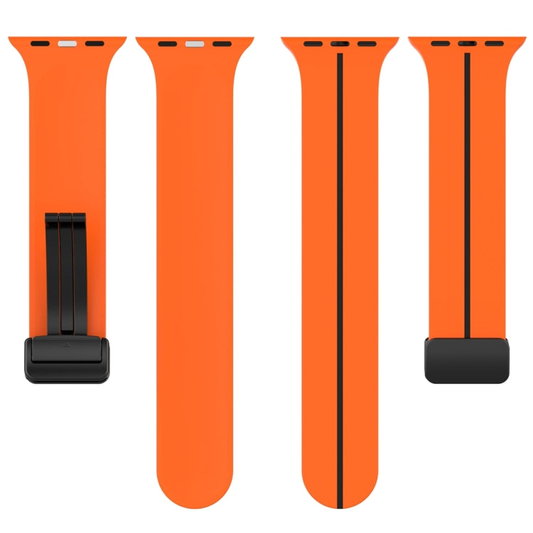 Two Color Folding Buckle Silicone Watch Band For Apple Watch 3 38mm(Orange+Black) -  by PMC TechLife | Online Shopping South Africa | PMC TechLife