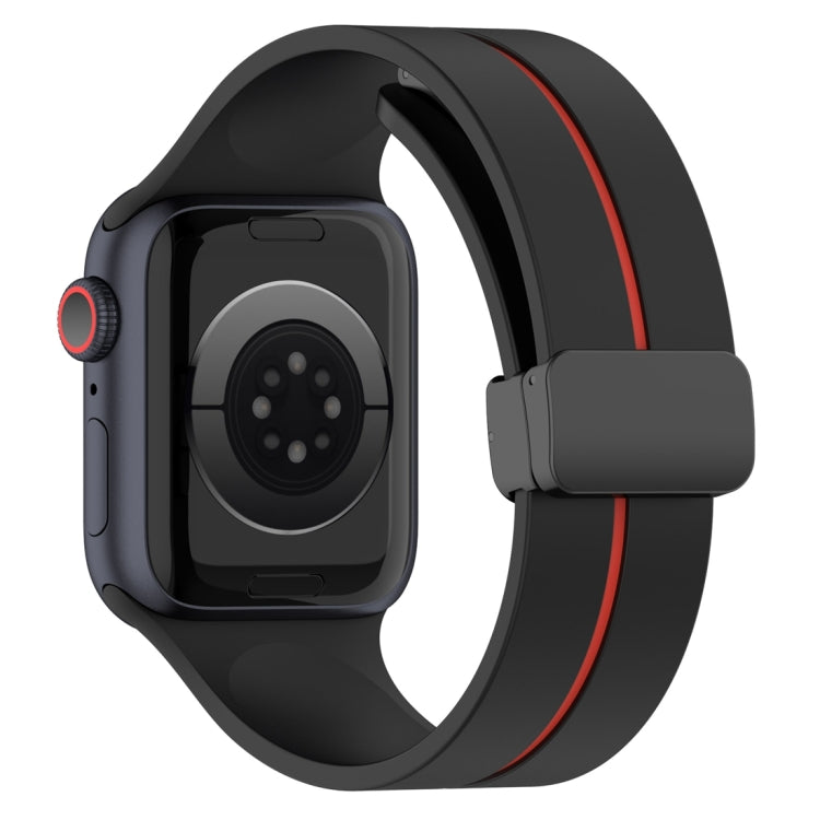 Two Color Folding Buckle Silicone Watch Band For Apple Watch 3 38mm(Black+Red) -  by PMC TechLife | Online Shopping South Africa | PMC TechLife