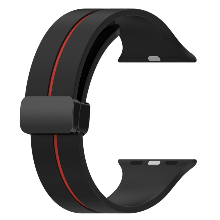 Two Color Folding Buckle Silicone Watch Band For Apple Watch 3 38mm(Black+Red) -  by PMC TechLife | Online Shopping South Africa | PMC TechLife