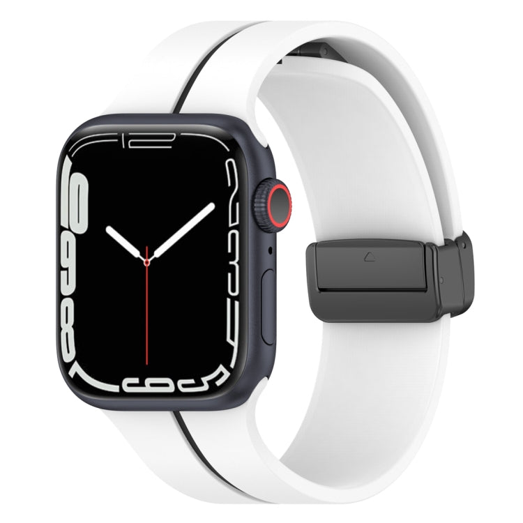Two Color Folding Buckle Silicone Watch Band For Apple Watch 3 42mm(White+Black) -  by PMC TechLife | Online Shopping South Africa | PMC TechLife