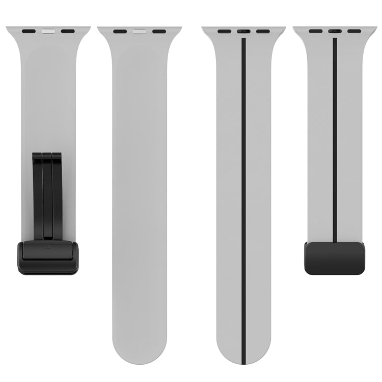 Two Color Folding Buckle Silicone Watch Band For Apple Watch 3 42mm(Light Grey+Black) -  by PMC TechLife | Online Shopping South Africa | PMC TechLife