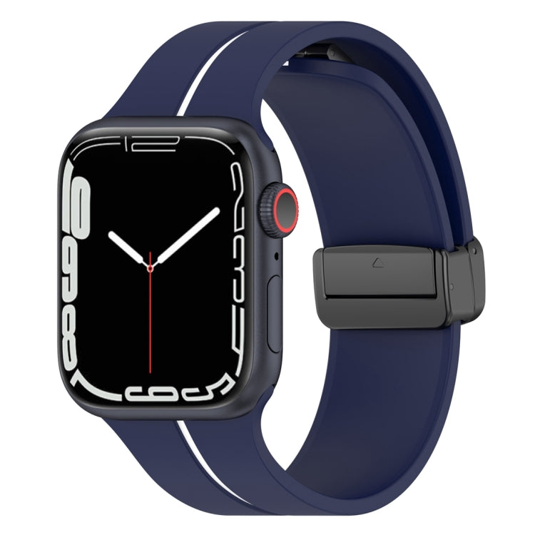 Two Color Folding Buckle Silicone Watch Band For Apple Watch 2 38mm(Midnight Blue+White) -  by PMC TechLife | Online Shopping South Africa | PMC TechLife