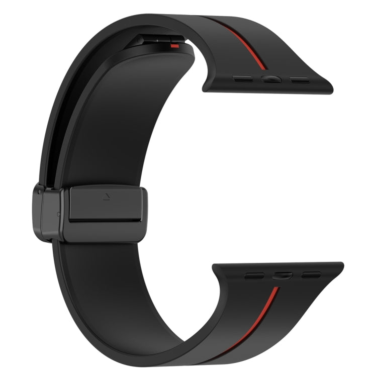 Two Color Folding Buckle Silicone Watch Band For Apple Watch 38mm(Black+Red) -  by PMC TechLife | Online Shopping South Africa | PMC TechLife
