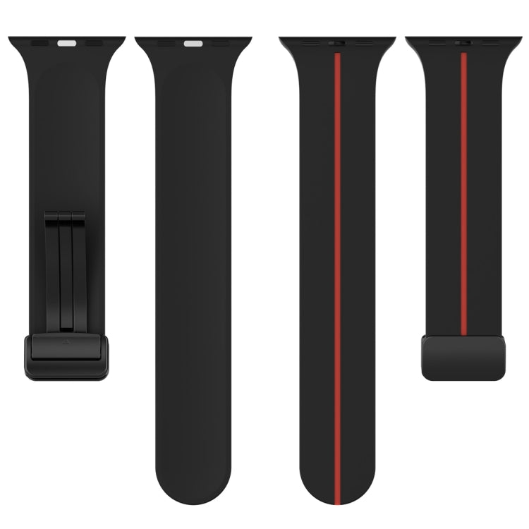 Two Color Folding Buckle Silicone Watch Band For Apple Watch 38mm(Black+Red) -  by PMC TechLife | Online Shopping South Africa | PMC TechLife