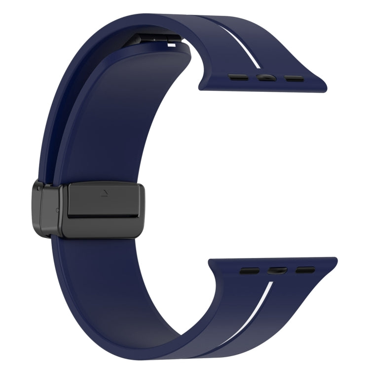 Two Color Folding Buckle Silicone Watch Band For Apple Watch 38mm(Midnight Blue+White) - Watch Bands by PMC TechLife | Online Shopping South Africa | PMC TechLife