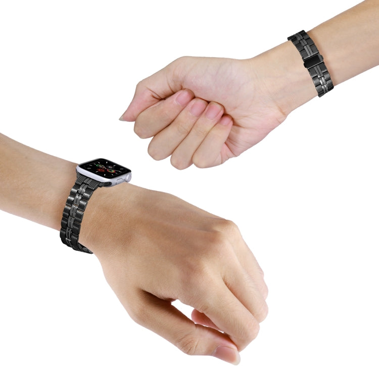 3-Beads Stripe Metal Watch Band For Apple Watch 38mm(Black) -  by PMC TechLife | Online Shopping South Africa | PMC TechLife