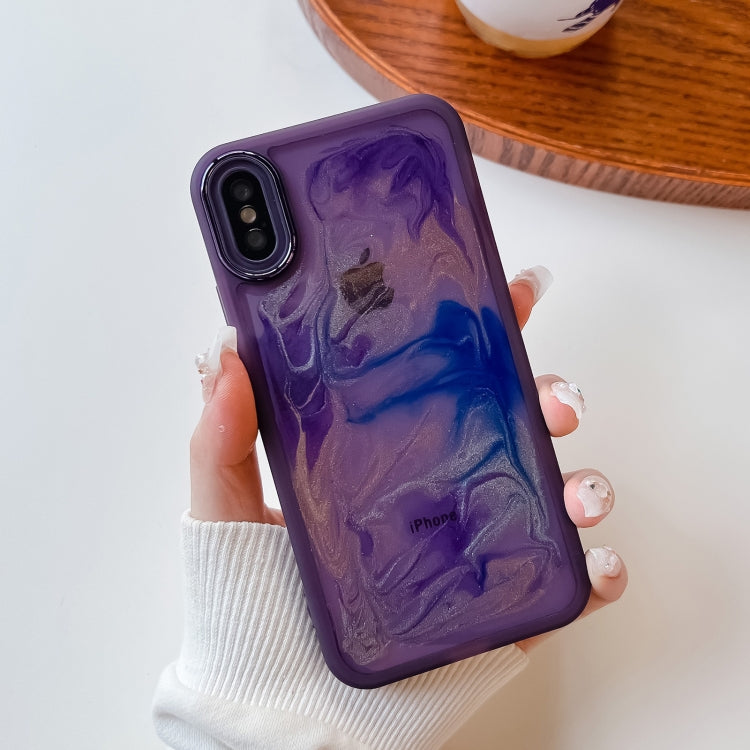 For iPhone X / XS Oil Painting Electroplating TPU Phone Case(Purple) - More iPhone Cases by PMC TechLife | Online Shopping South Africa | PMC TechLife