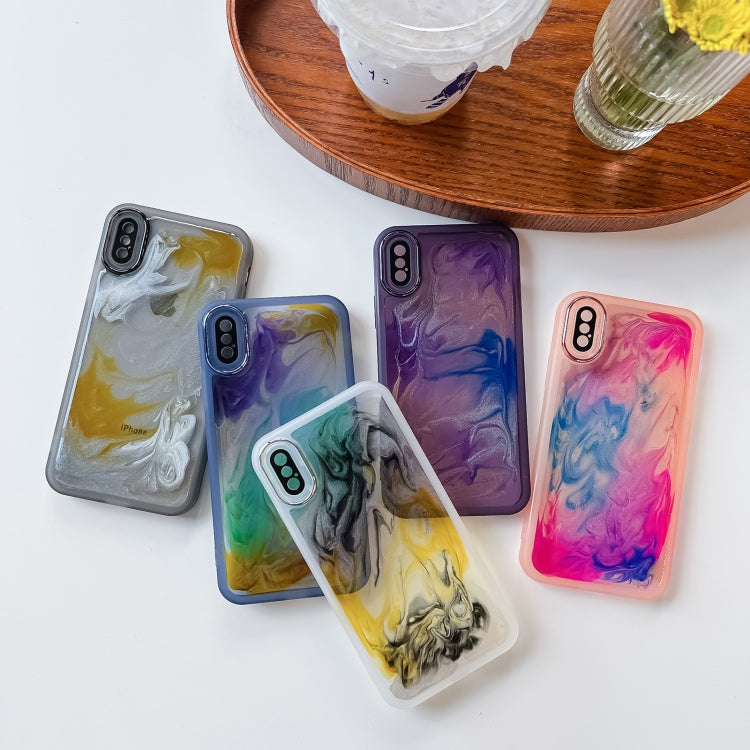 For iPhone X / XS Oil Painting Electroplating TPU Phone Case(Purple) - More iPhone Cases by PMC TechLife | Online Shopping South Africa | PMC TechLife