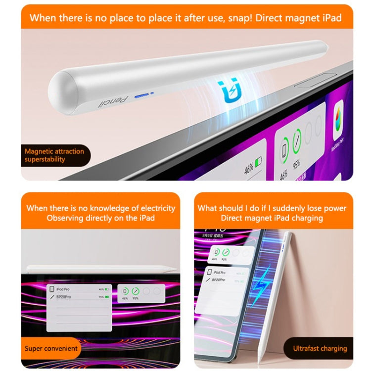 BP20Pro Magnetic Wireless Charging Active Bluetooth Stylus Pen(White) - Stylus Pen by PMC TechLife | Online Shopping South Africa | PMC TechLife