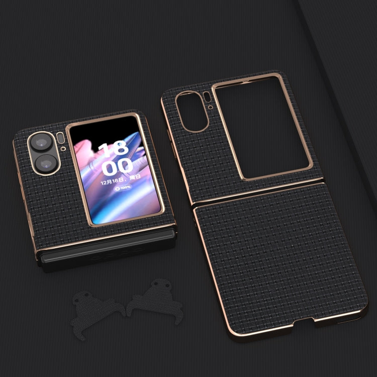 For OPPO Find N2 Flip Genuine leather luxury Nano Plating Phone Case(Black) - free shipping - PMC TechLife - Order now!