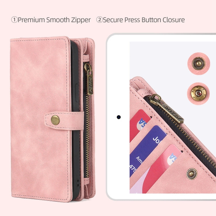 For Samsung Galaxy S23 5G Zipper Wallet Magnetic Detachable Leather Phone Case(Pink) - free shipping - PMC TechLife - Order now!