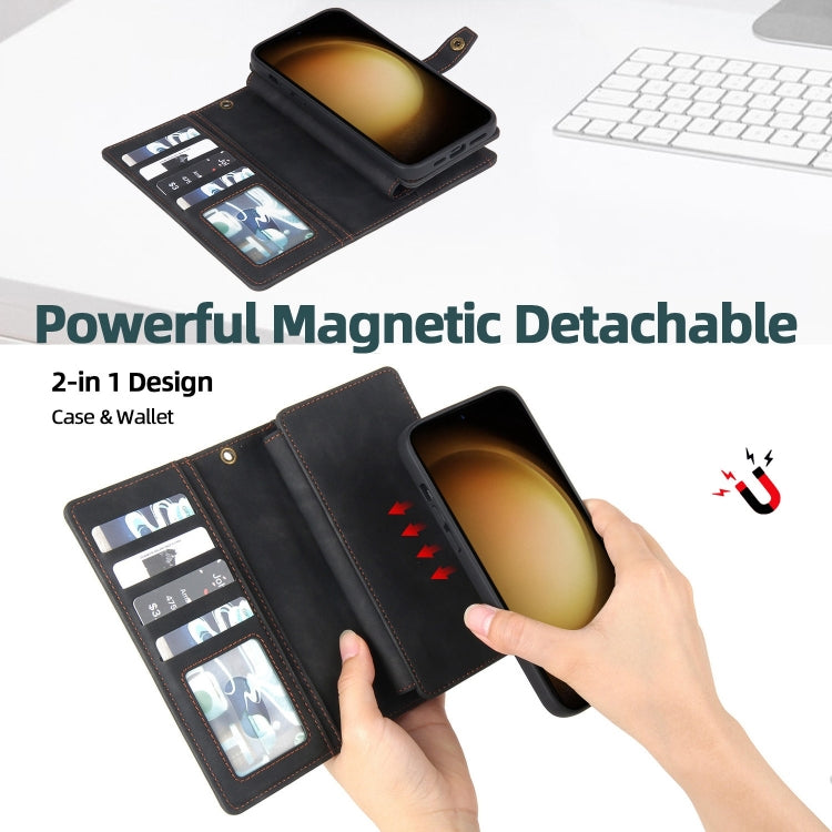 For Samsung Galaxy S23+ 5G Zipper Wallet Magnetic Detachable Leather Phone Case(Black) - free shipping - PMC TechLife - Order now!