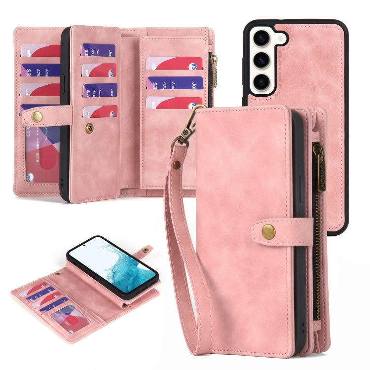 For Samsung Galaxy S20+ Zipper Wallet Detachable MagSafe Leather Phone Case(Pink) - Galaxy Phone Cases by PMC TechLife | Online Shopping South Africa | PMC TechLife