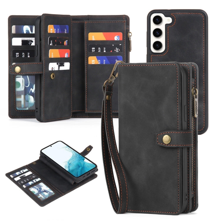 For Samsung Galaxy A50 Zipper Wallet Detachable MagSafe Leather Phone Case(Black) - Galaxy Phone Cases by PMC TechLife | Online Shopping South Africa | PMC TechLife