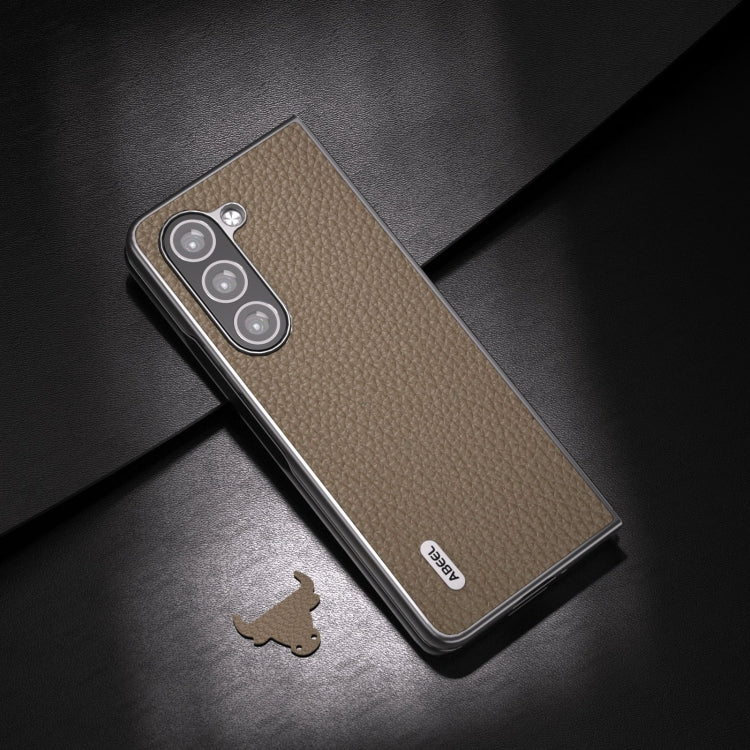 For Samsung Galaxy Z Fold5 ABEEL Genuine Leather Litchi Texture Phone Case(Grey) - free shipping - PMC TechLife - Order now!