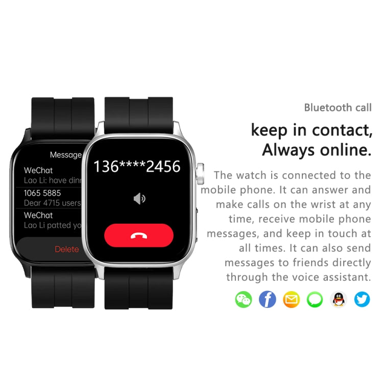 GT22 1.85 inch TFT Screen Silicone Band Health Smart Watch, Support Bluetooth Call / Plateau Blood Oxygen / Body Temperature / Arrhythmia / TI Heart Rate Monitoring(Black Silver) -  by PMC TechLife | Online Shopping South Africa | PMC TechLife
