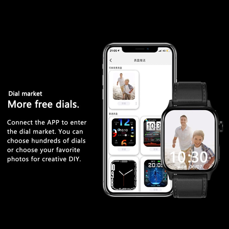 GT22 1.85 inch TFT Screen Leather Band Health Smart Watch, Support Bluetooth Call / Plateau Blood Oxygen / Body Temperature / Arrhythmia / TI Heart Rate Monitoring(Black) -  by PMC TechLife | Online Shopping South Africa | PMC TechLife